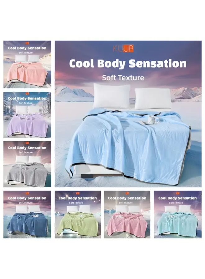 Serene Sleep All Season Cooling Quilt Lightweight Lake Blue Machine Washable 78 74 by 90 55 Inches - Image 1